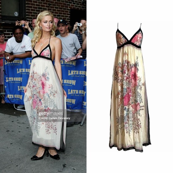 Floral Silk Maxi Dress As Seen On Paris Hilton